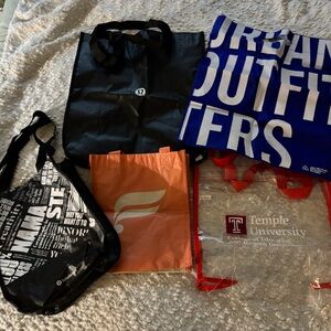 Assortment of Reusable Shopping Bags - Lululemon, Fabletics, Urban Outfitters